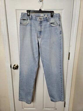 Vintage Calvin Klein Jeans Mens 36x33 Blue Light Wash Cotton Tapered Made USA